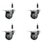 Service Caster 3'' Thermoplastic Rubber Swivel 7/8'' Expanding Stem Caster Set Total Lock Brake, 4PK SCC-EXTTL20S314-TPRB-78-4 - alternate 1
